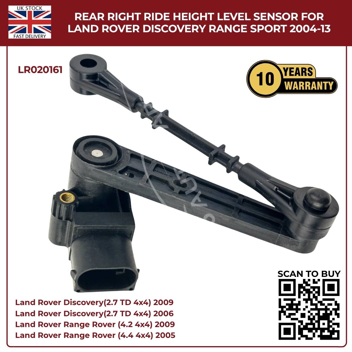 image of Rear Right Ride Height Sensor for Land Rover Discovery 3 RQH500043
