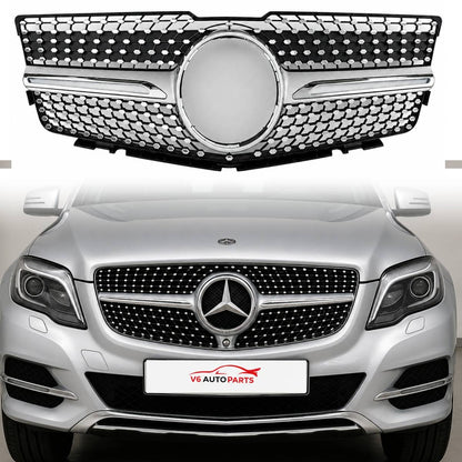 For Mercedes GLK‑Class X204 200CDI Front Radiator Grille (2008–2012 Pre‑Facelift, Chrome Finish)