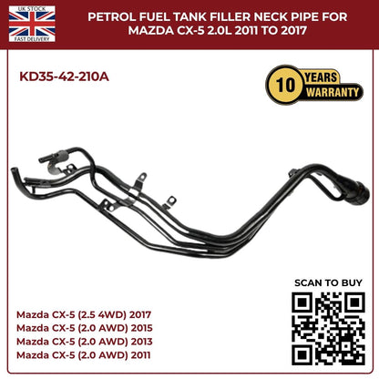 Fuel Tank Filler Neck Pipe for Mazda CX‑5 2011–2017 2.0L/2.5L | KD35‑42‑210A Replacement