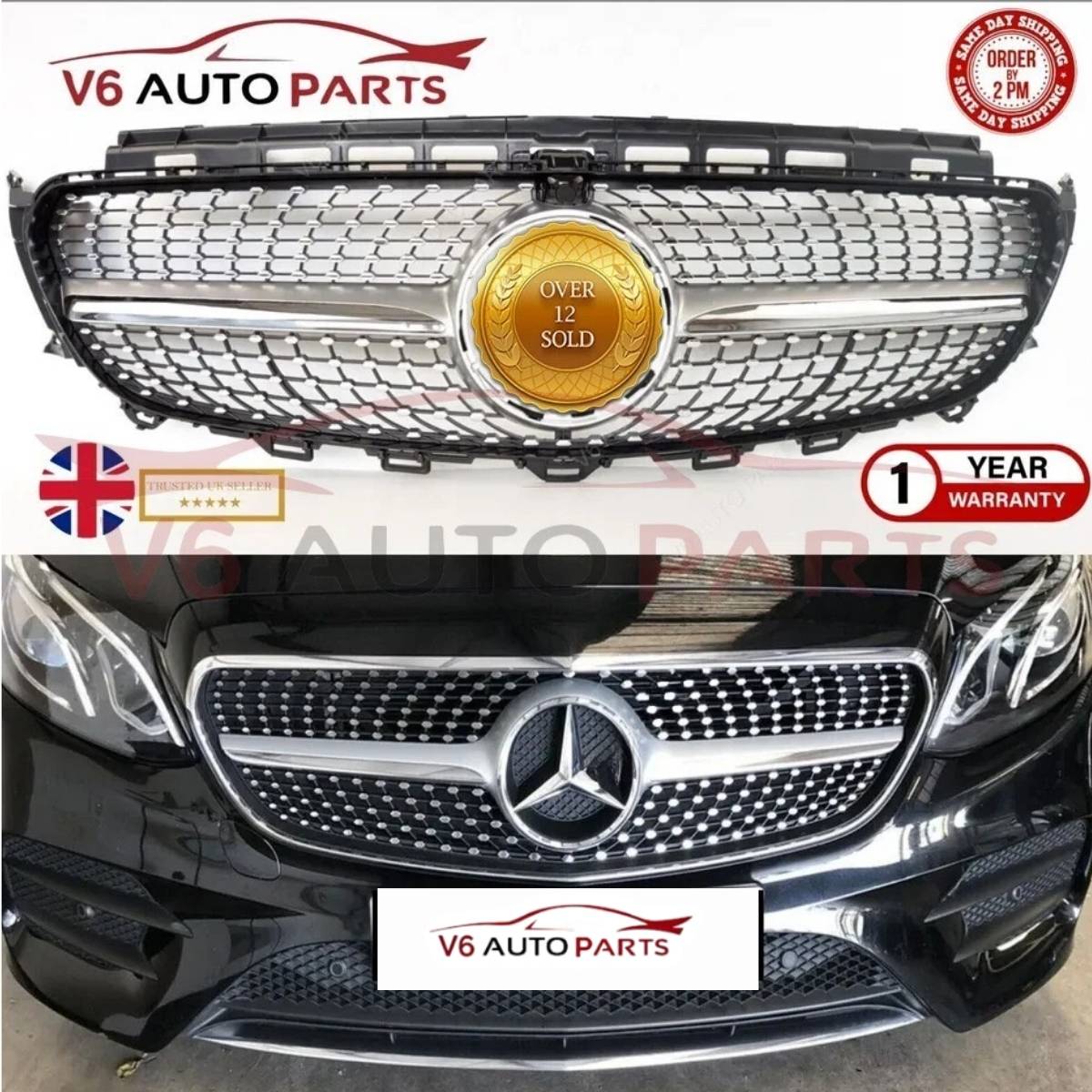 For Mercedes-Benz E-Class W213/W238 Front Bumper Diamond Grille (2016–2021 | E200, E220, E300, E400, E43, E53 | Cabrio & Saloon)