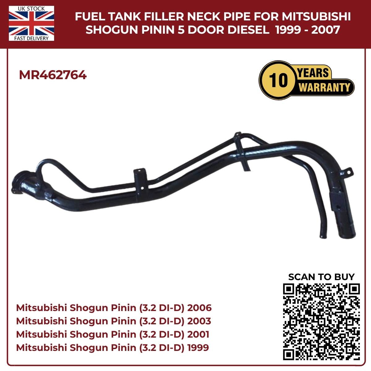 Fuel Tank Filler Neck Pipe for Mitsubishi Shogun Pinin 5‑Door 1999–2007 Diesel