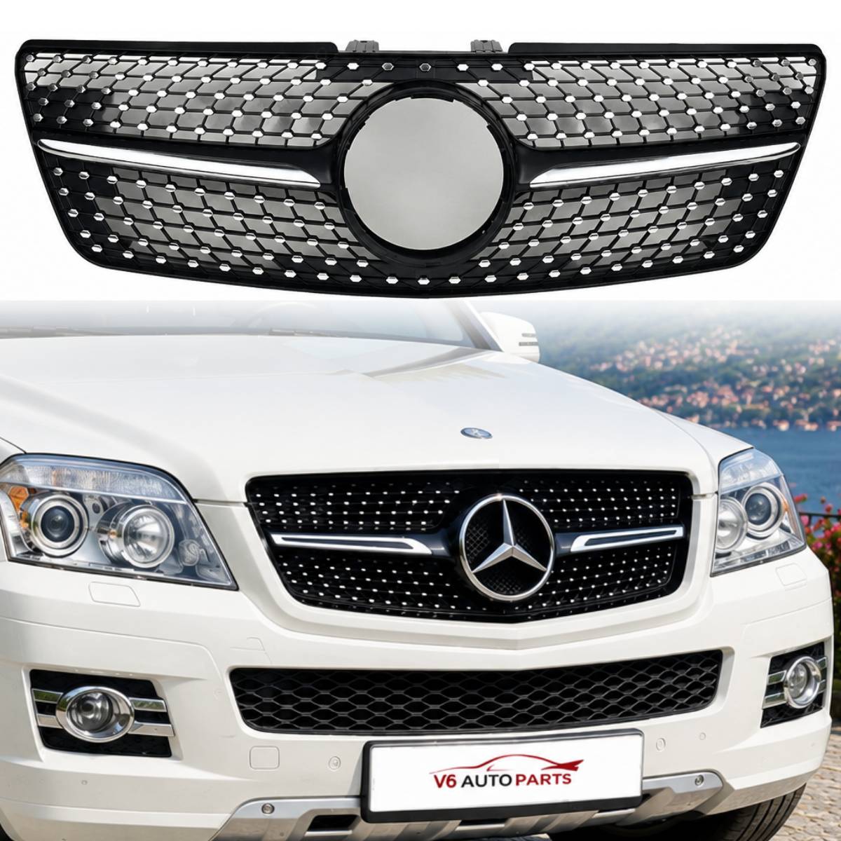 Front Bumper Diamond Black Grille – Fits Mercedes-Benz M-Class W164 (2009–2012 ML320)