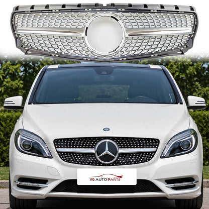 For Mercedes Benz B‑Class W246 Front Bumper Chrome Diamond Grille – Fits B180 & B250 (2011–2014)