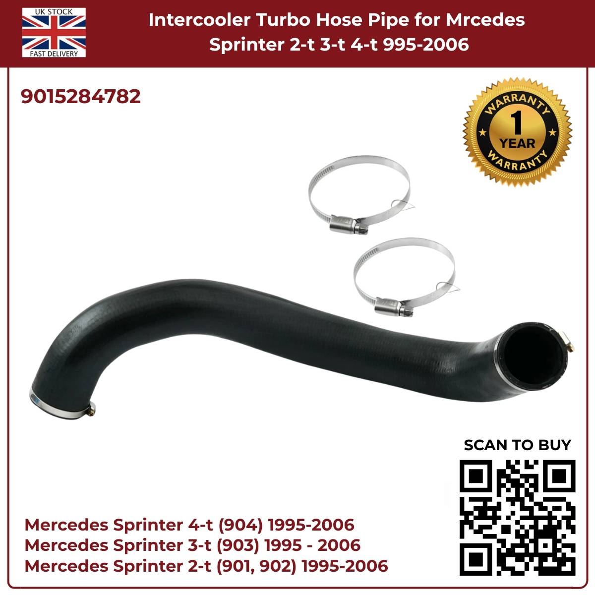 image of Mercedes Sprinter 4-t turbo hose pipe 9015284782