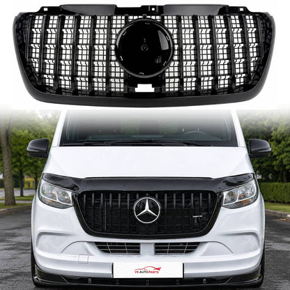 For Mercedes-Benz Sprinter W907 Panamericana Gloss Black Front Bumper Grille 2018–2025 – Cab & Van