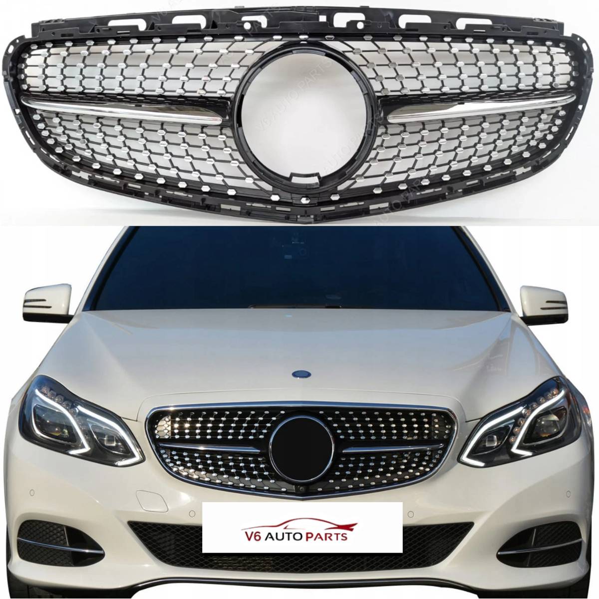 For Mercedes-Benz E-Class W212 (2013–2016) Front Bumper Grille – E350 / Sports AMG Line – E63 Style Upgrade – Saloon & Estate
