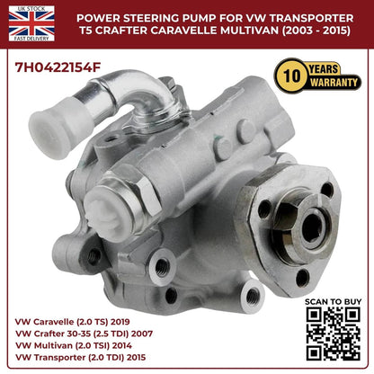 Image of replacement VW hydraulic power steering pump OEM 7H0422154F, close-up view