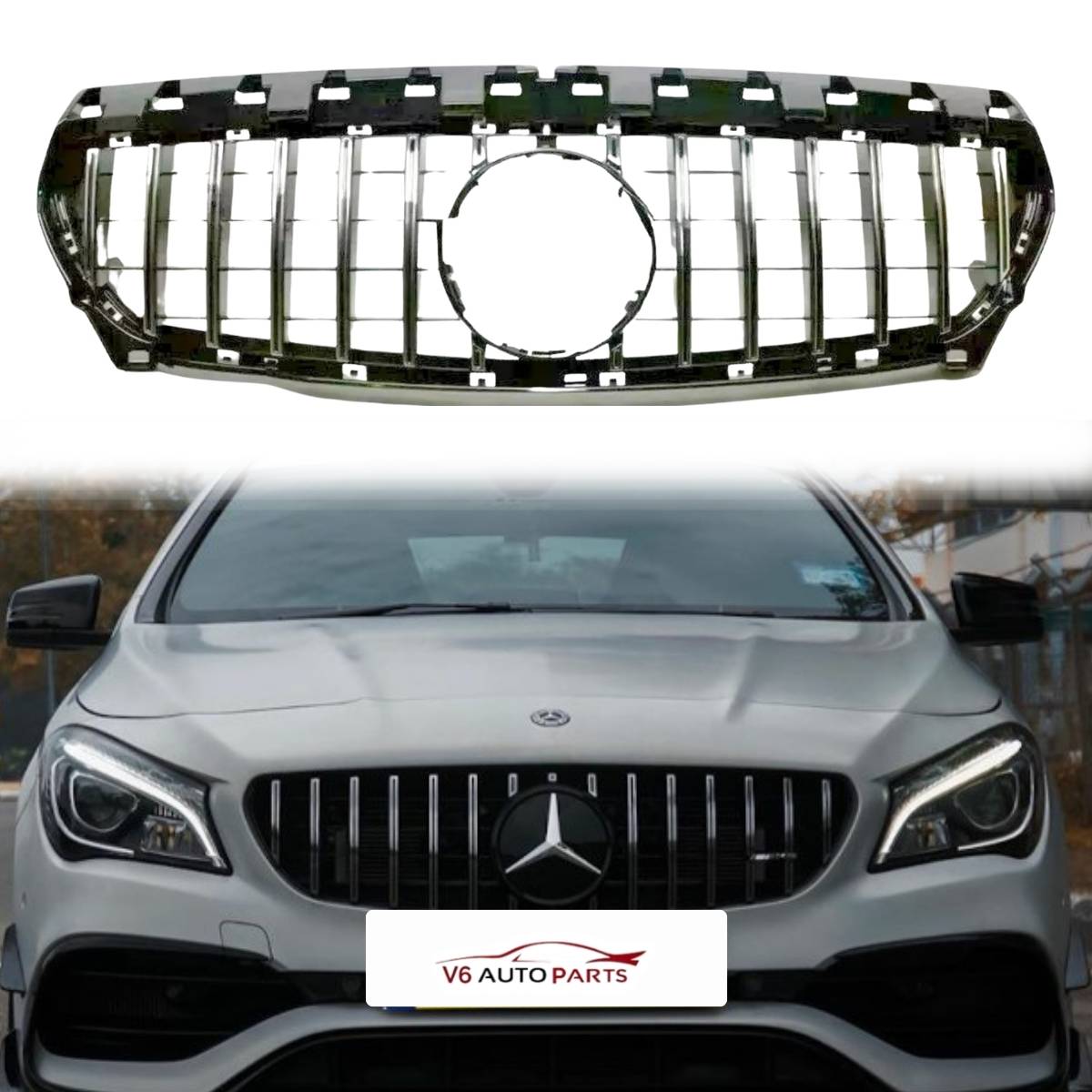 Vorderer Kühlergrill aus Chrom für Benz CLA-Klasse W117 CLA250 CLA300 Panamericana GT 2013 bis 2016