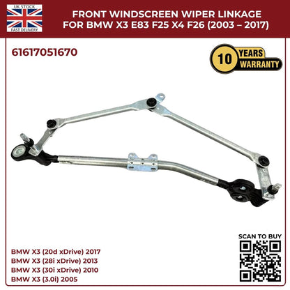 BMW Wiper Linkage Arm Assembly – Fits X3 F25 E83 & X4 F26 | OEM 61617051670 | Fast UK Dispatch