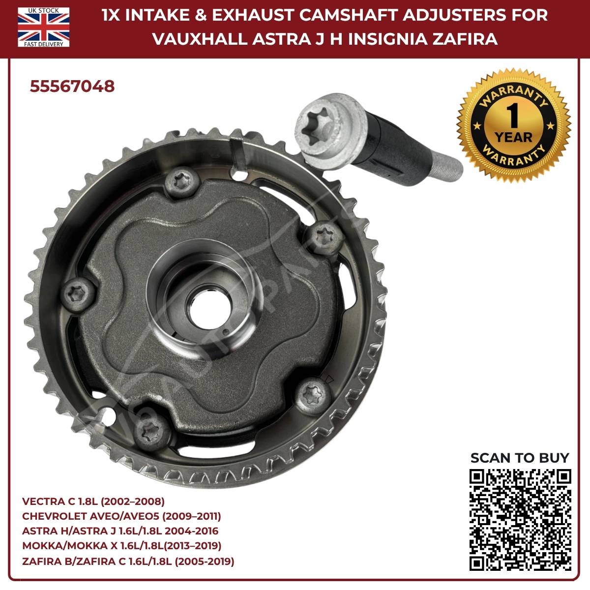 image of Vauxhall Zafira 1.6 1.8 camshaft adjuster replacement 55567048