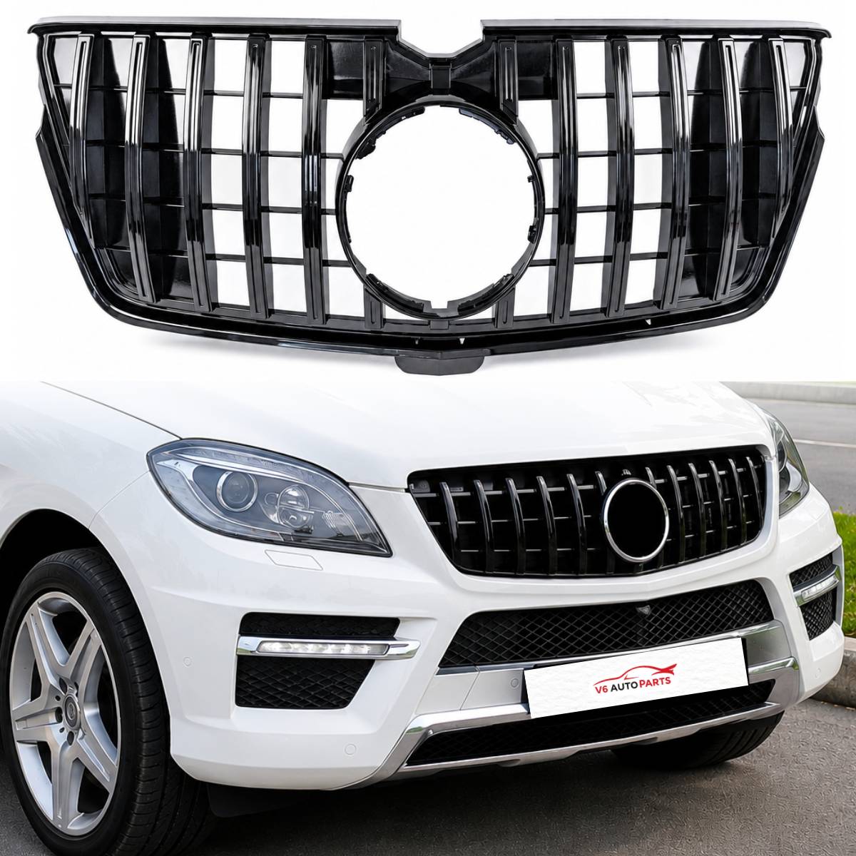 For Mercedes-Benz GL-Class X164 Front Bumper GT Panamericana Grille – Gloss Black (2009–2013)