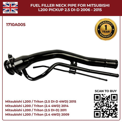 Fuel Filler Neck Pipe for Mitsubishi L200 Pickup 2006–2015 2.5 DI‑D – Part 1710A005