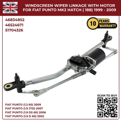image of Fiat Punto Mk2 1999–2009 Replacement Front Wiper Motor and Linkage