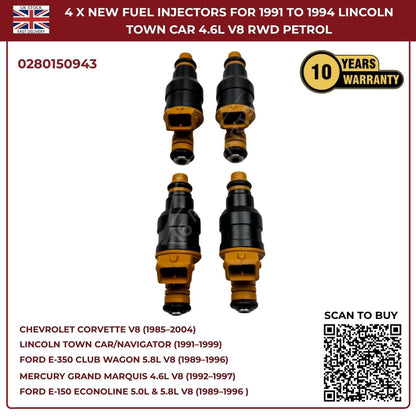 BMW Fuel Injectors Set (4pcs) – Fits 325i/325is/525i 2.5L & 750iL/850 V12 – Bosch 0280150943