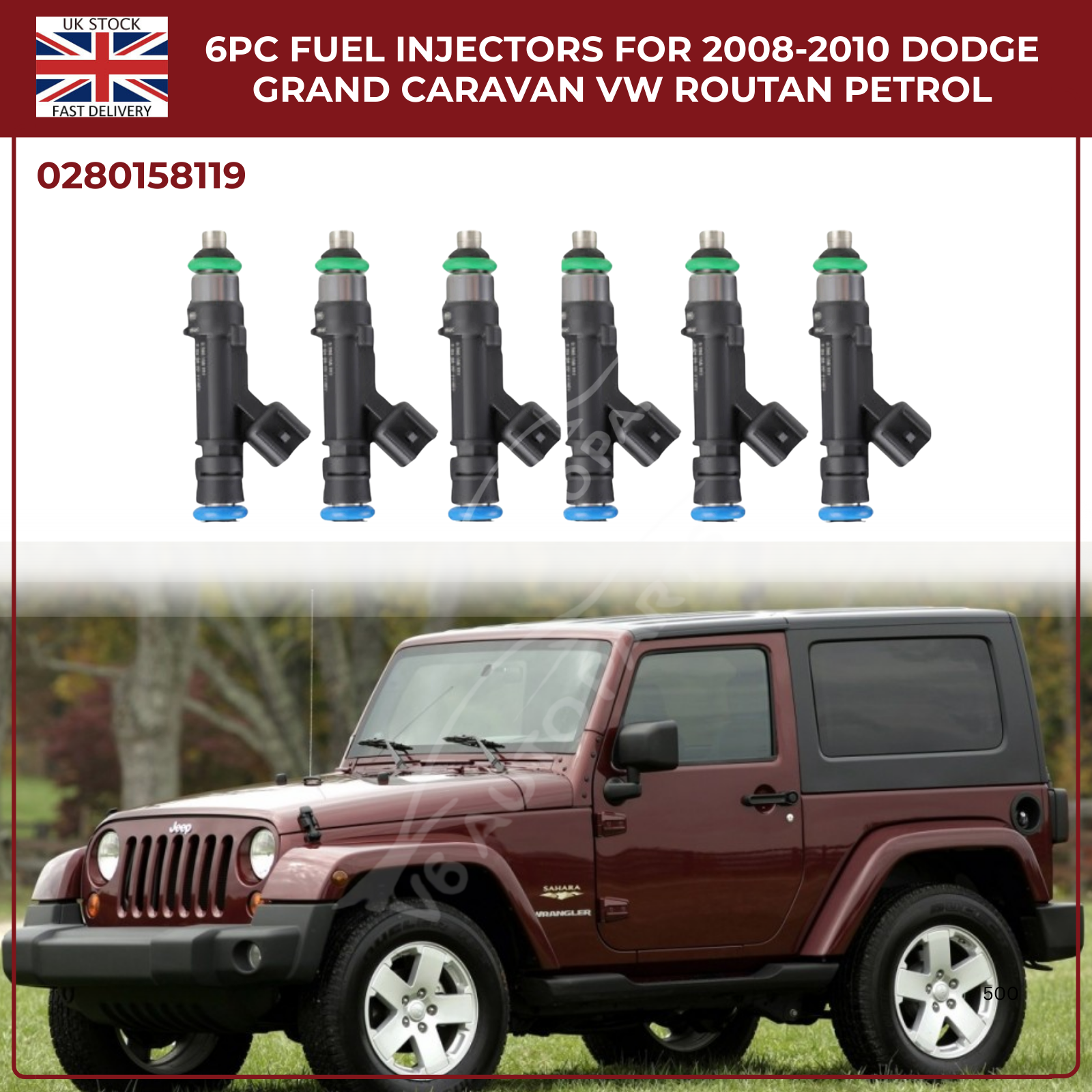 6x Fuel Injectors 04861667AA – Fits 2007‑2010 Jeep Wrangler MKIII 3.8L Petrol AWD