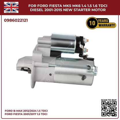 For Ford Fiesta MK5/MK6 1.4 1.5 1.6 TDCi Diesel Starter Motor (2001–2015)