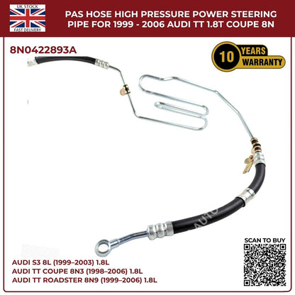 Power Steering Oil Cooling High‑Pressure Hose Pipes for Audi TT Quattro 1998–2006