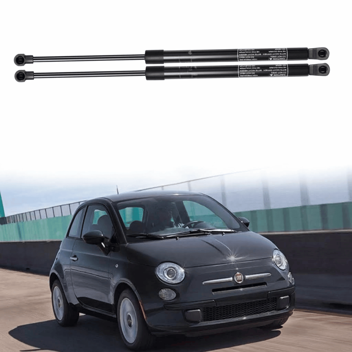 Image of 2x rear trunk support struts for Fiat 500