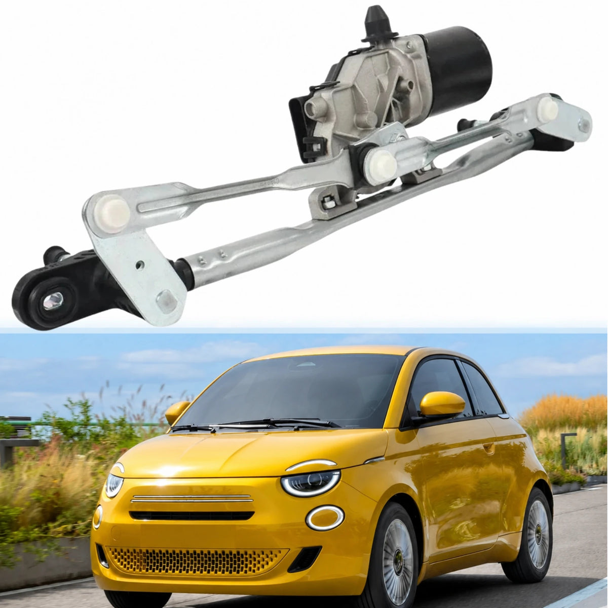 image of OE quality front wiper linkage and motor for Fiat 500 2008 onwards 51787566