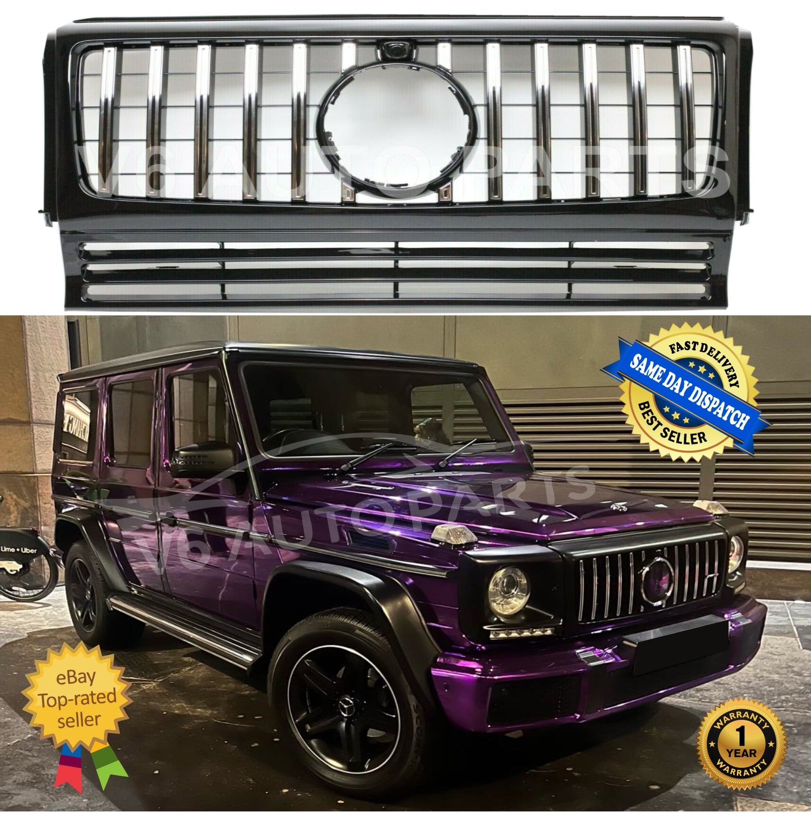 For Mercedes G-Class W463 G55 G350 G63 GT-R Front Bumper Chrome Grille 1990-18