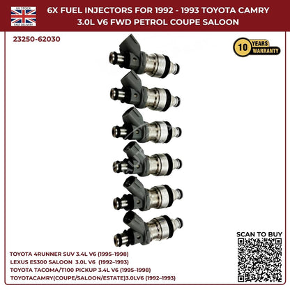 6x Fuel Injectors Set – Fits 1995–1998 Toyota 4Runner 3.4L V6 Petrol SUV (AWD/RWD) | Part #132