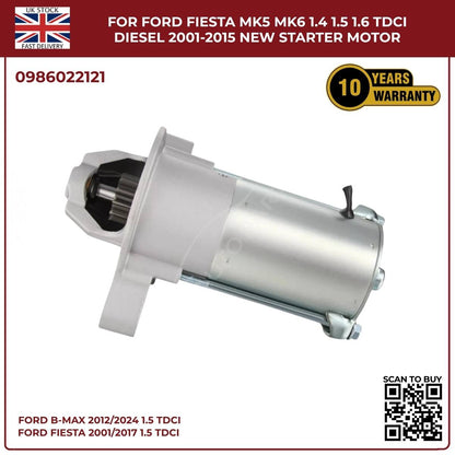 For Ford Fiesta MK5/MK6 1.4 1.5 1.6 TDCi Diesel Starter Motor (2001–2015)