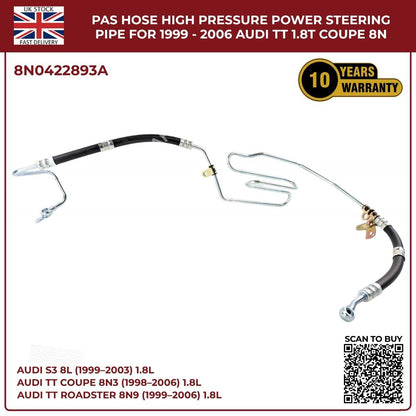 Power Steering Oil Cooling High‑Pressure Hose Pipes for Audi TT Quattro 1998–2006