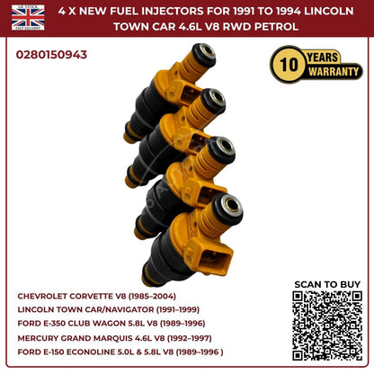 BMW Fuel Injectors Set (4pcs) – Fits 325i/325is/525i 2.5L & 750iL/850 V12 – Bosch 0280150943