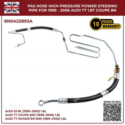 Power Steering Oil Cooling High‑Pressure Hose Pipes for Audi TT Quattro 1998–2006