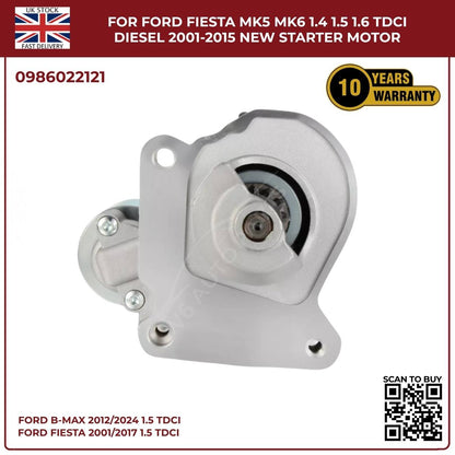 For Ford Fiesta MK5/MK6 1.4 1.5 1.6 TDCi Diesel Starter Motor (2001–2015)