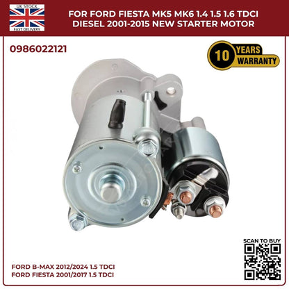 For Ford Fiesta MK5/MK6 1.4 1.5 1.6 TDCi Diesel Starter Motor (2001–2015)
