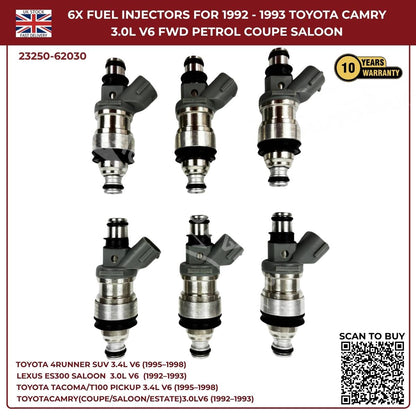 6x Fuel Injectors Set – Fits 1995–1998 Toyota 4Runner 3.4L V6 Petrol SUV (AWD/RWD) | Part #132