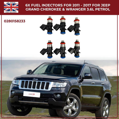 6× Fuel Injectors (0280158233) – Fits Chrysler 200, 300, Town & Country 3.6L V6 Pentastar (2011–2017)