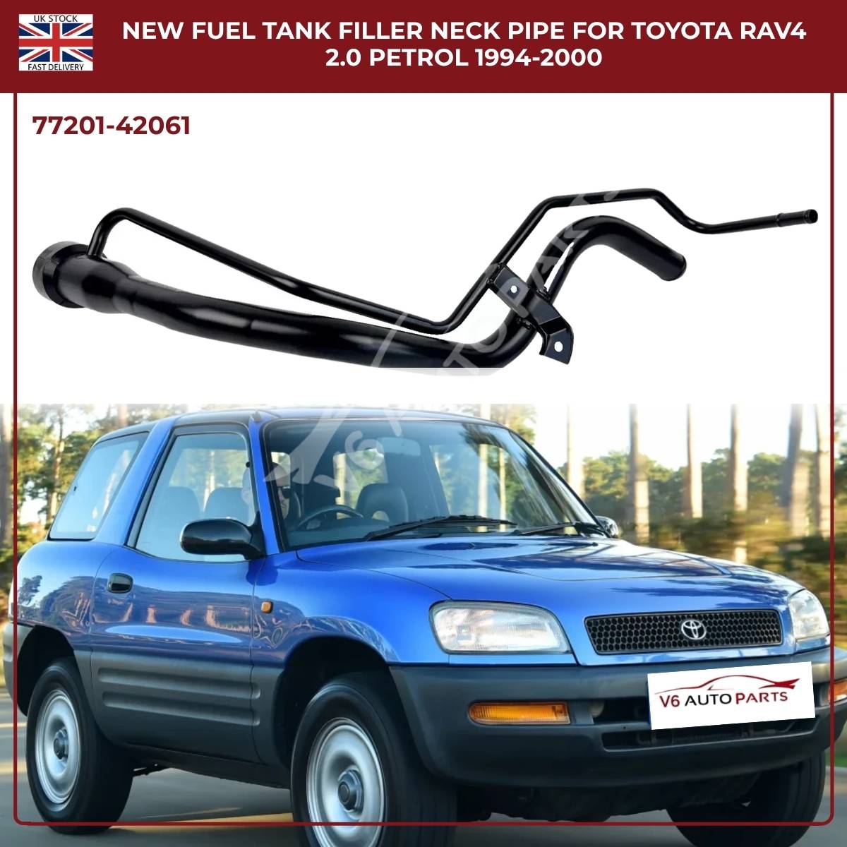Fuel Tank Filler Neck Pipe For Toyota RAV4 Mk1  2.0 Petrol SUV (1994–2000) – Part No. 77201‑42061