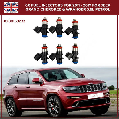 6× Fuel Injectors (0280158233) – Fits Chrysler 200, 300, Town & Country 3.6L V6 Pentastar (2011–2017)