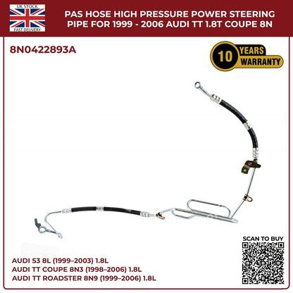 Power Steering Oil Cooling High‑Pressure Hose Pipes for Audi TT Quattro 1998–2006