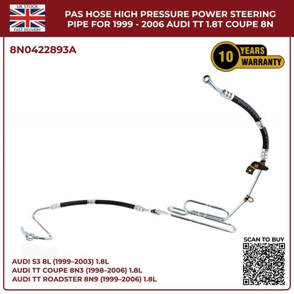 Power Steering Oil Cooling High‑Pressure Hose Pipes for Audi TT Quattro 1998–2006