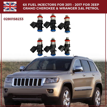 6× Fuel Injectors (0280158233) – Fits Chrysler 200, 300, Town & Country 3.6L V6 Pentastar (2011–2017)