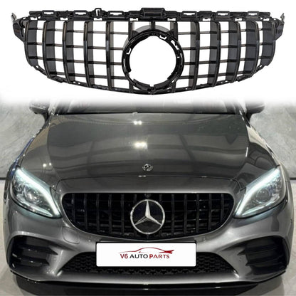 Front Bumper Panamericana Gloss Black Grille – Mercedes C‑Class S205 (2018–2020 C43 AMG)