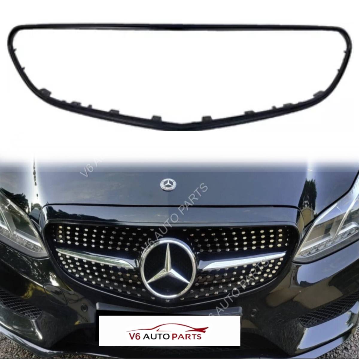 Front Surround Moulding Black Bumper Grille Trim – Fits Mercedes-Benz E-Class W212 (2013–2016, Sedan/Estate, Facelift
