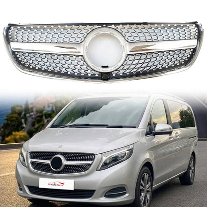 For Mercedes V-Class W447 V260 Chrome Diamond Front Radiator Grille (2015–2023)