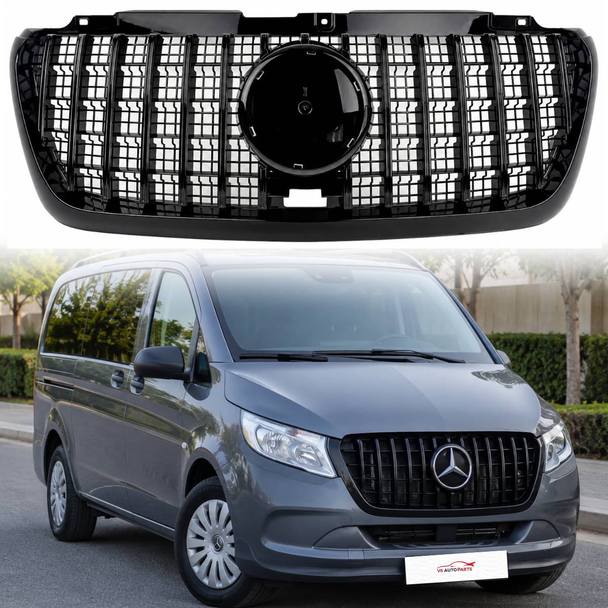 For Mercedes-Benz Sprinter W907 Panamericana Gloss Black Front Bumper Grille 2018–2025 – Cab & Van