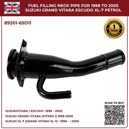 image of Suzuki Grand Vitara HT petrol fuel filler inlet pipe 89201-65D11