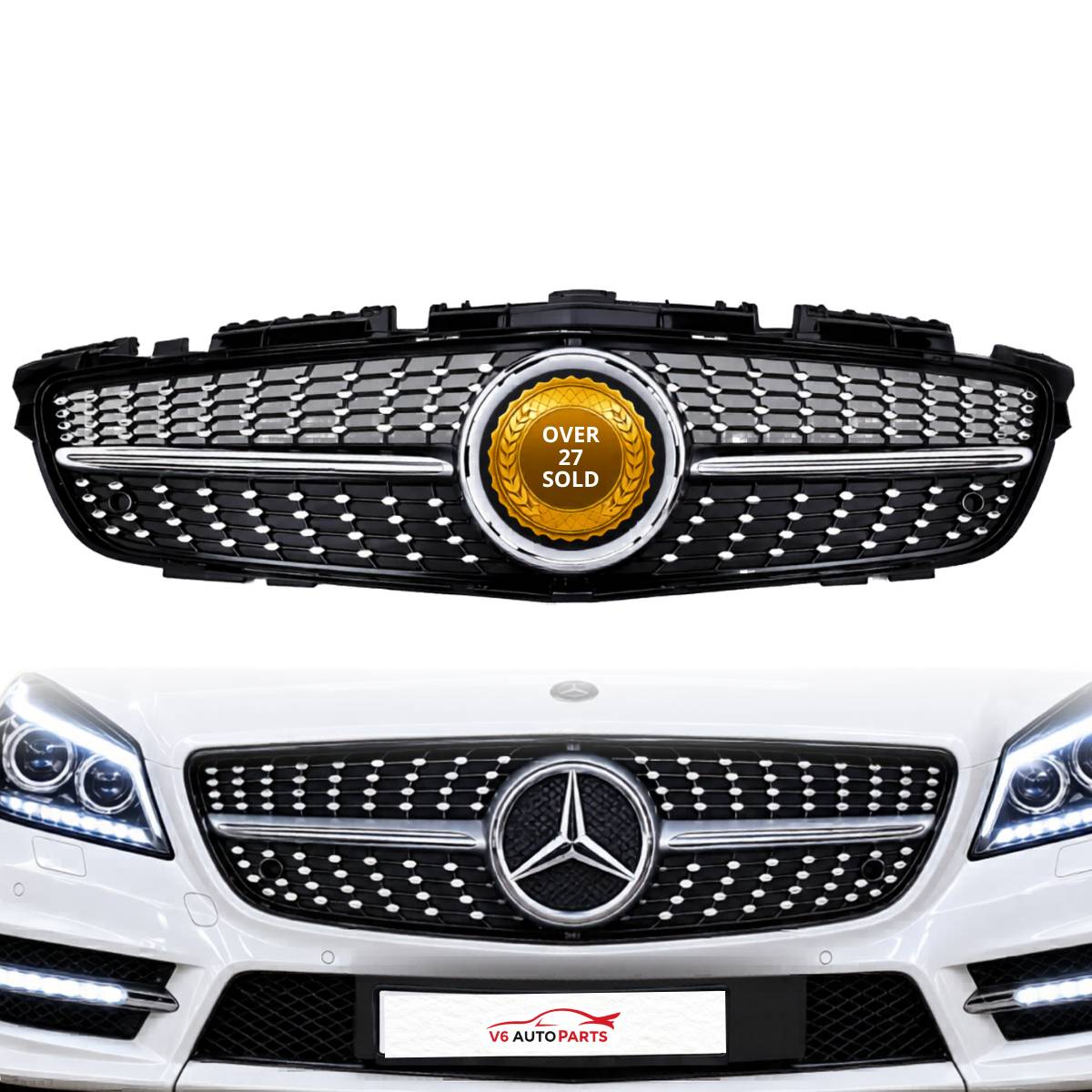 For Mercedes SLK R172 Diamond Chrome Grille (2011–2016 SLK55/SLK200 Pre-Facelift)