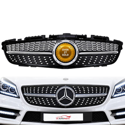 For Mercedes SLK R172 Diamond Chrome Grille (2011–2016 SLK55/SLK200 Pre-Facelift)