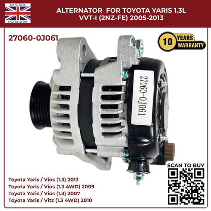 Alternator 27060-0J061 – Toyota Yaris/Vitz 1.3L VVT-i (2005–2014)