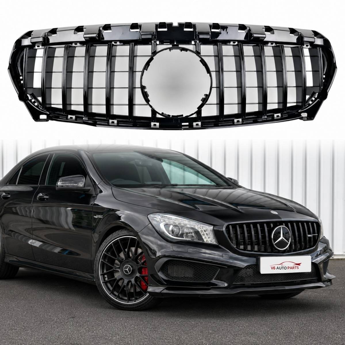 Frontstoßstange, glänzend schwarzer GT-Grill für Mercedes-Benz CLA-Klasse X117 Cla200 vor dem Facelift Panamericana 2013–2017 