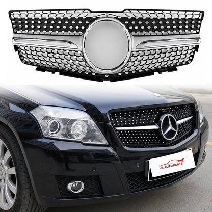 For Mercedes GLK‑Class X204 200CDI Front Radiator Grille (2008–2012 Pre‑Facelift, Chrome Finish)