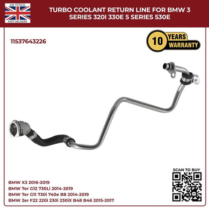 BMW Turbocharger Coolant Return Hose – Right Passenger Side | Fits B46/B48 Petrol Engines | OEM Ref 11537643226