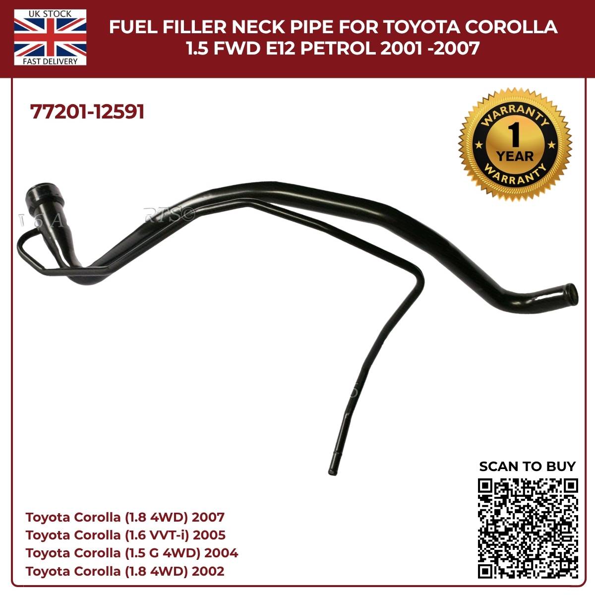 NEUER COROLLA FIELDER AXIO KRAFTSTOFFTANK-FÜLLHALS METALLROHR 77201-12700 